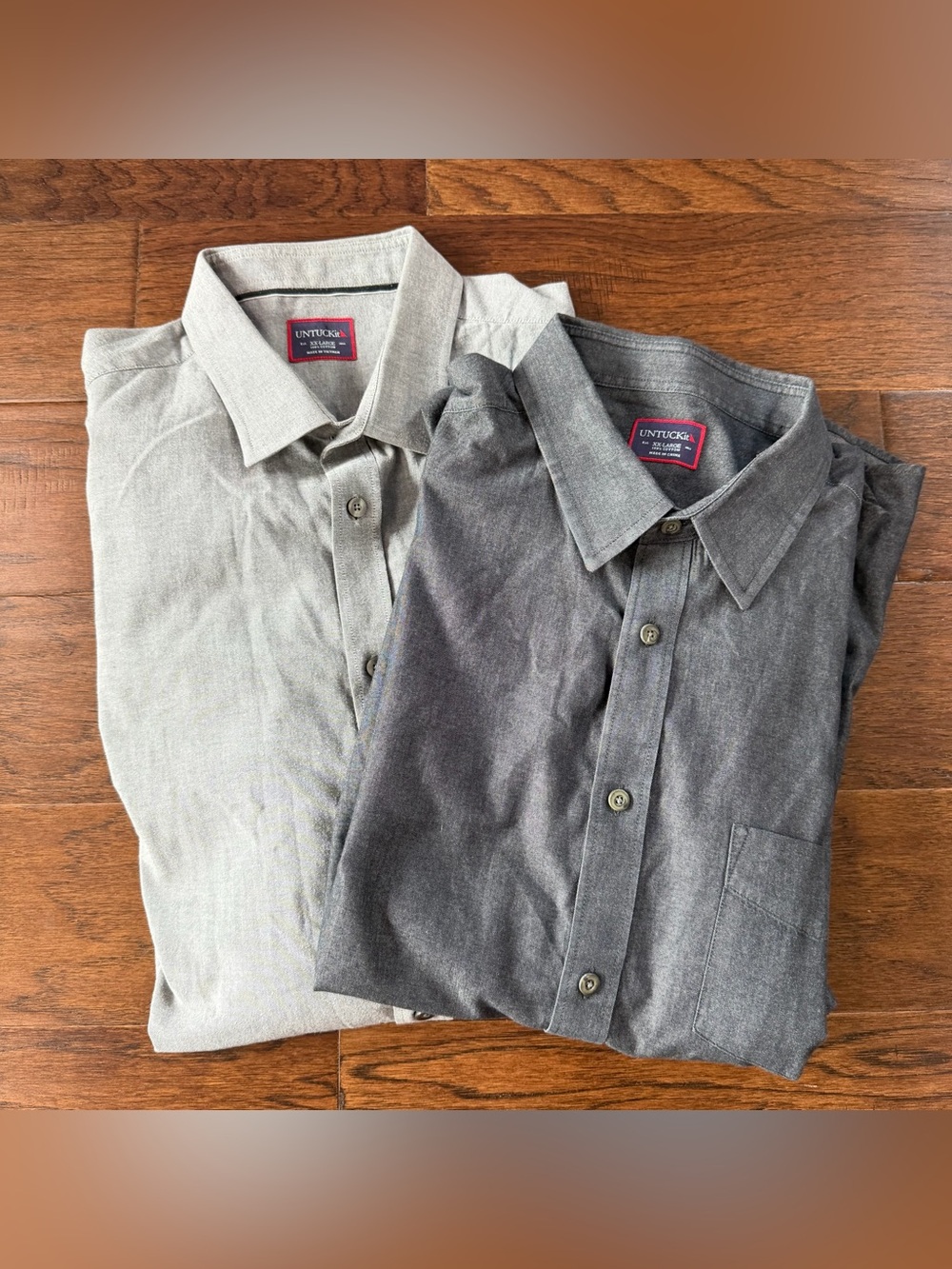 Lot Of 2 Untuckit Men’s Shirts Button Up Long Sleeve Light & Dark Gray XXL